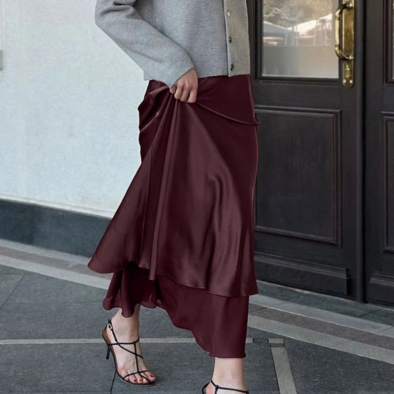Glorol - High Waist Double-Layer Splicing Skirt
