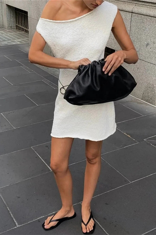 Glorol - One-Shoulder High Waist Sleeveless Mini Dress