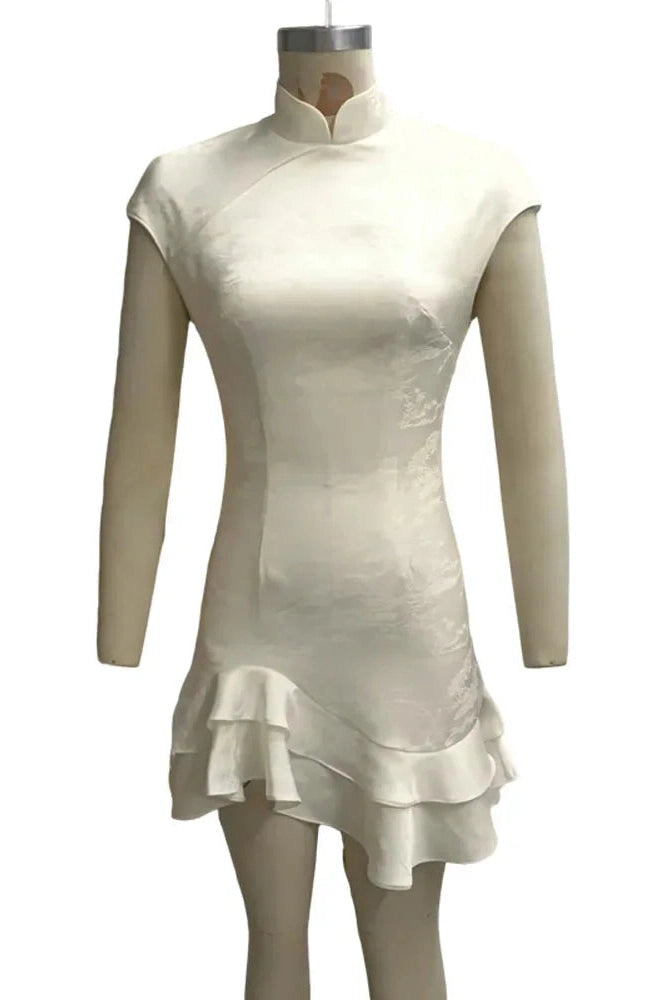 Glorol - Short Sleeve Patchwork Slim Printed Mini Dress