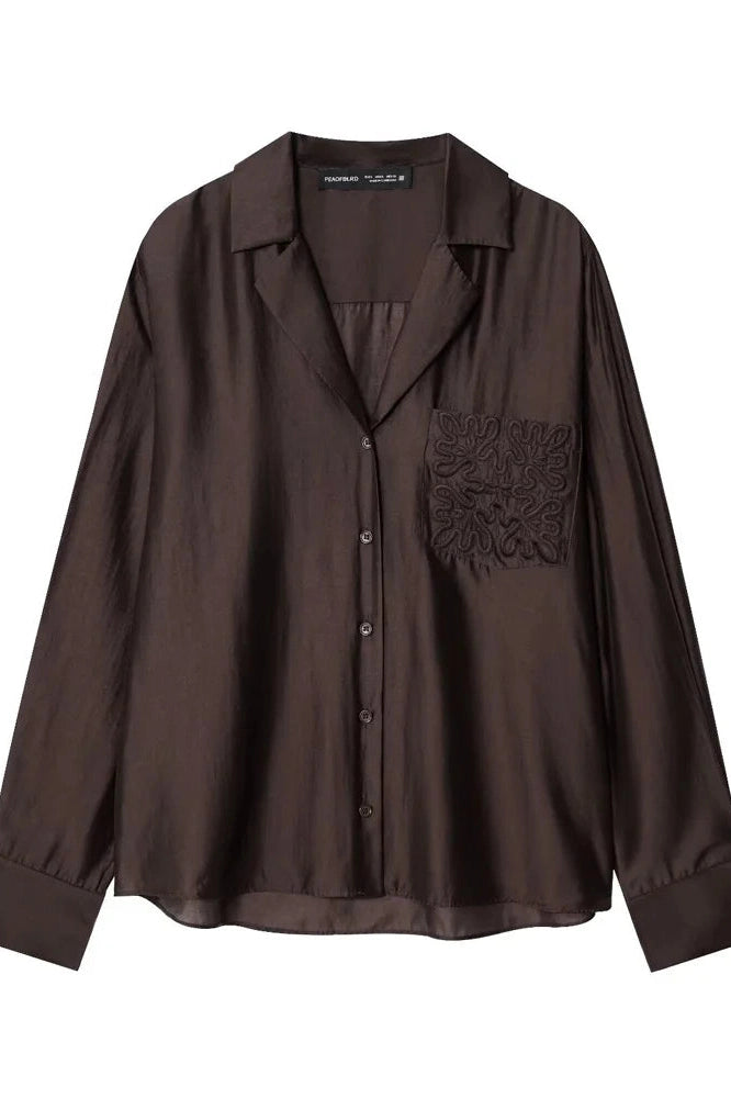 Glorol - Patchwork Long Sleeve V-Neck Top