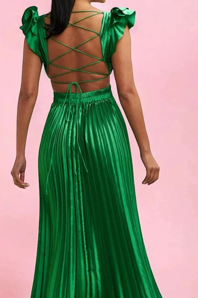 Glorol - Elegant Hollow Out Backless Sleeveless High Waist Maxi Dress
