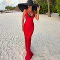 Glorol - Lace Patchwork Backless Maxi Dress