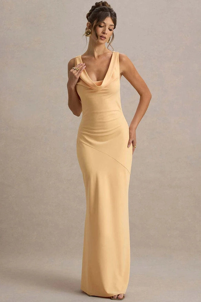 Glorol - Backless Sleeveless Lace-up Bodycon Maxi Dress