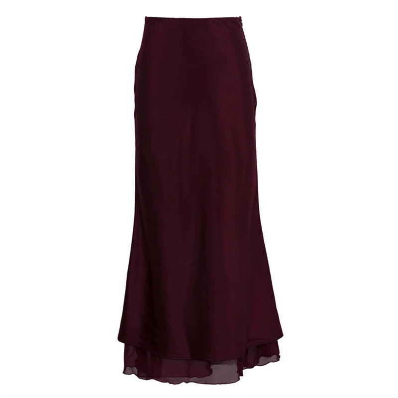Glorol - High Waist Double-Layer Splicing Skirt