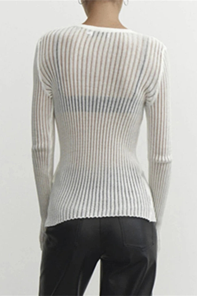 Glorol - See-Through Slim Long Sleeve Top