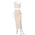 Glorol - One-Shoulder Strap Backless High Split Maxi Dress