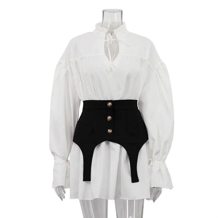 Glorol - Flare Sleeve High Waist Mini Dress