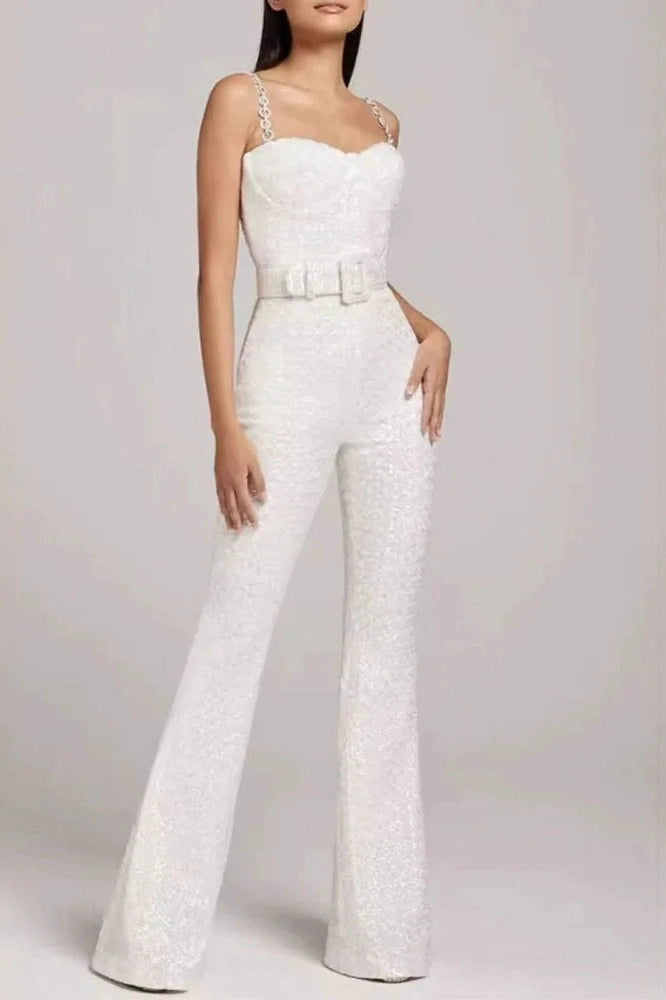 Glorol - Backless Sleeveless Slim Bodycon Jumpsuit