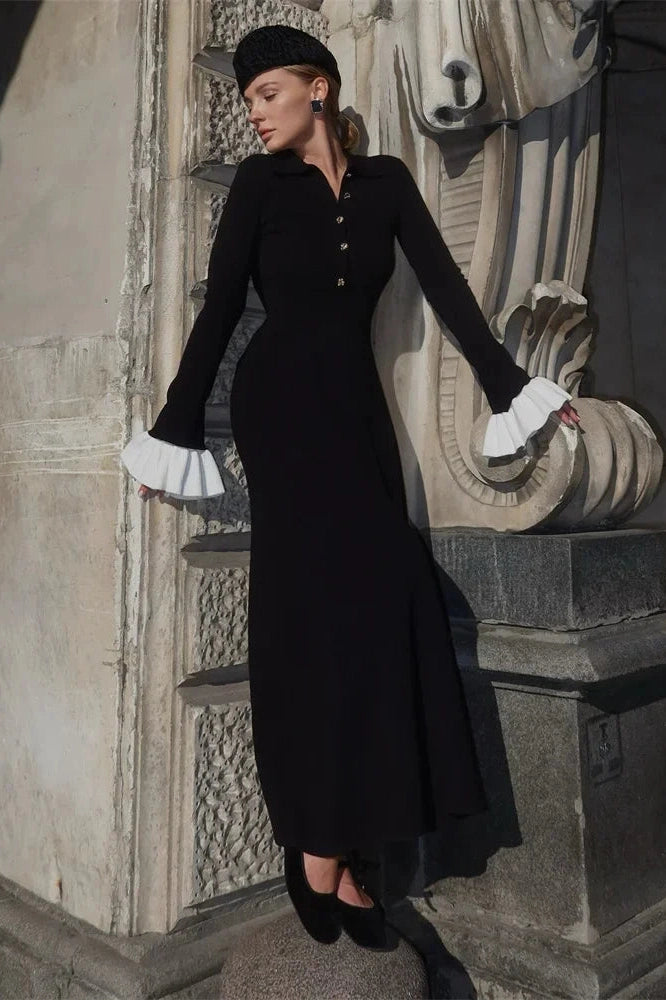 Glorol - Elegant Patchwork Slim Maxi Dress