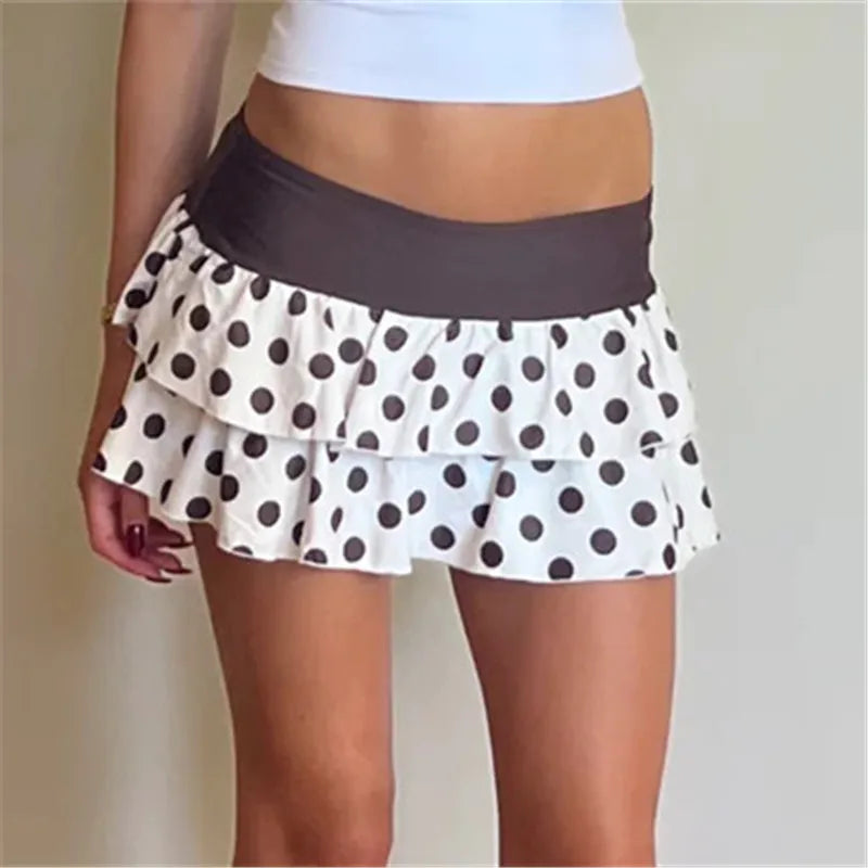 Glorol - Polka Dot Low Rise Print Skirt