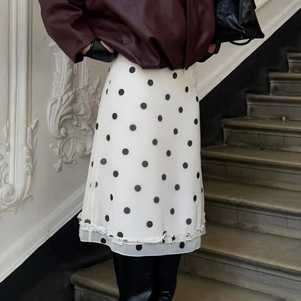 Glorol - Polka Dot See Through Printed Skirt