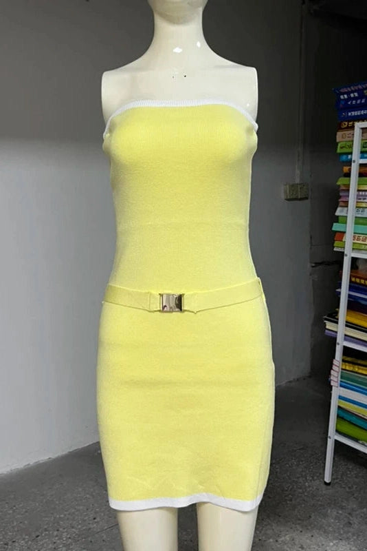 Glorol - Elegant Strapless Knitted Mini Dress