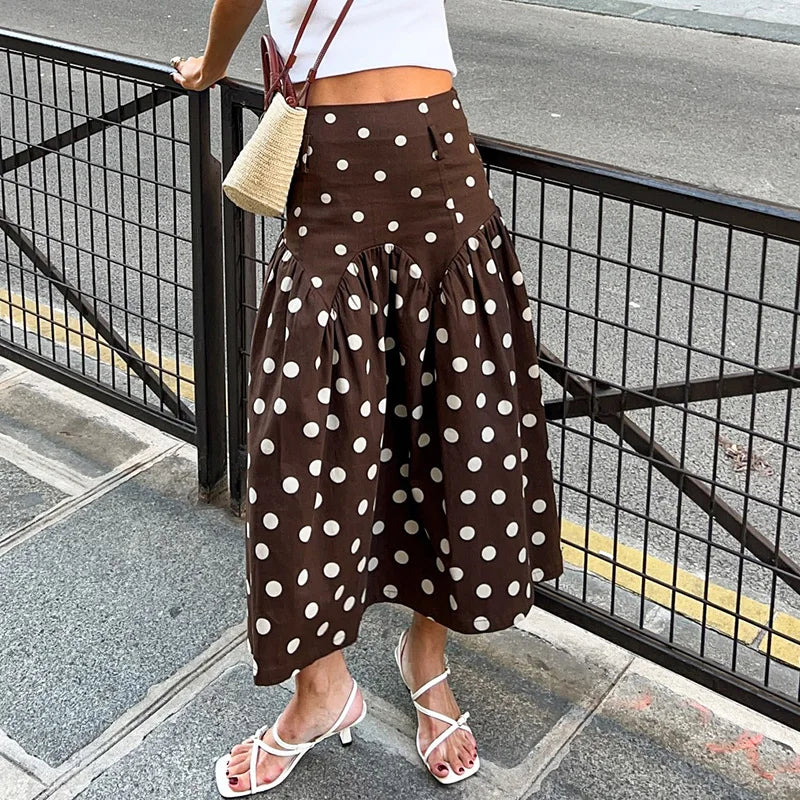 Glorol - Polka Dot Printed Patchwork Skirt