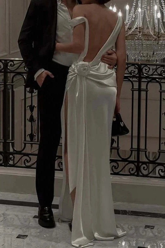 Glorol - Elegant V Neck Sleeveless Split High Waist Maxi Dress