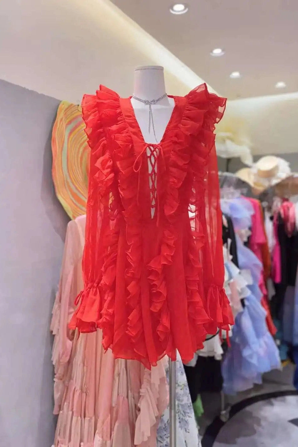 Glorol - Elegant Lace Deep V Neck Mini Dress