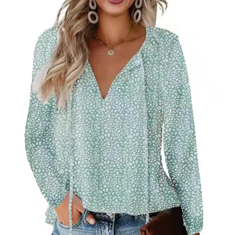 Glorol - Floral V-Neck Double-Layer Top