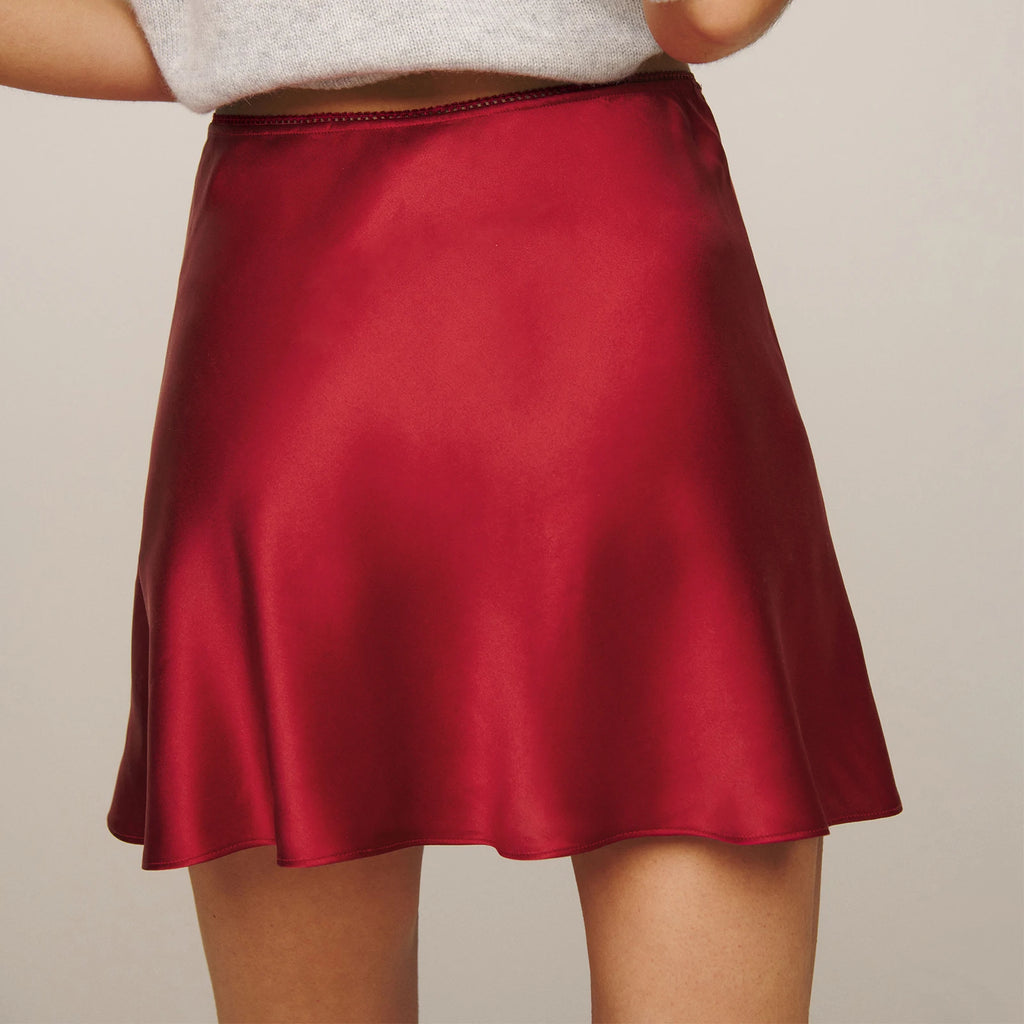 Glorol - Lace Trim Bow High Waist A-line Skirt