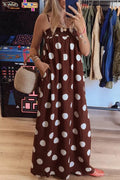 Glorol - Backless Sleeveless Loose Pleated Printed Maxi Dress