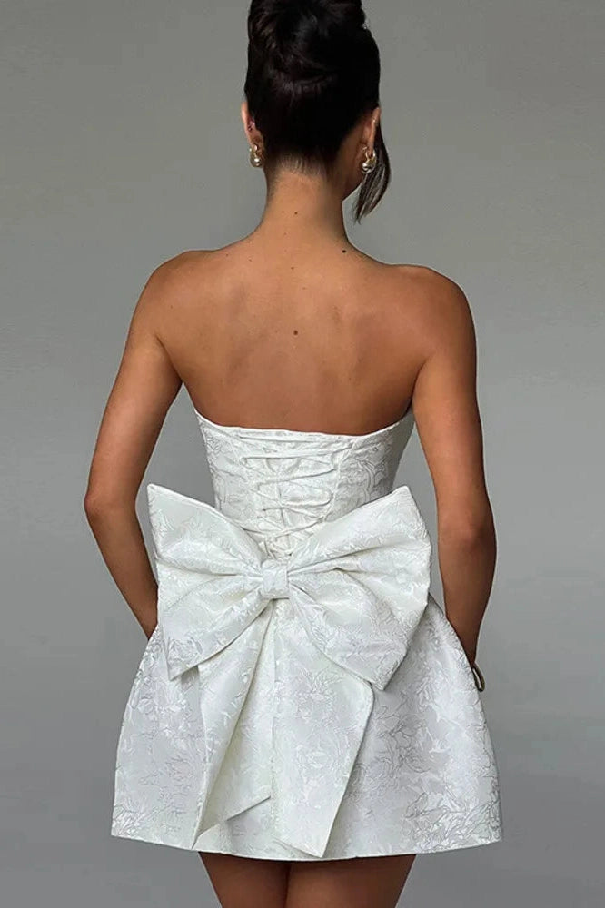 Glorol - Off-shoulder Strapless Sleeveless Backless Mini Dress