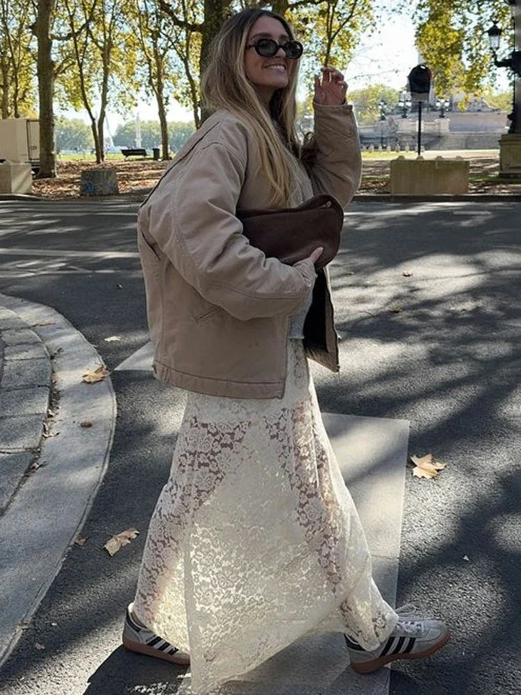 Glorol - Lace High Waist See Through Skirt
