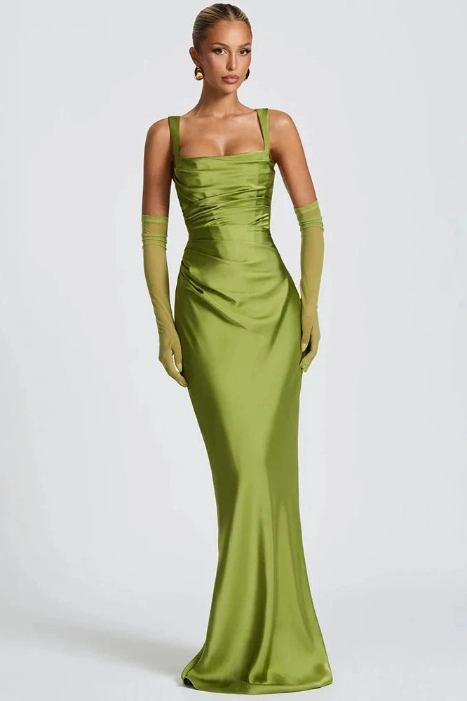 Glorol - Backless Off-Shoulder Sleeveless Lace-Up Bodycon Maxi Dress