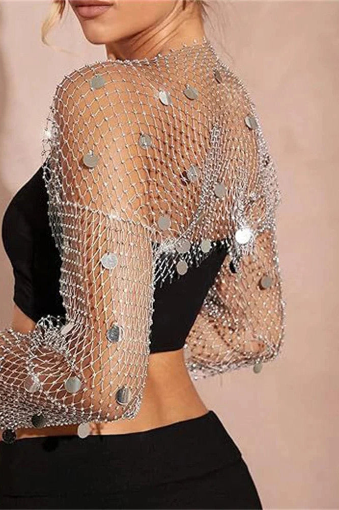 Glorol - See-Through Long Sleeve Top