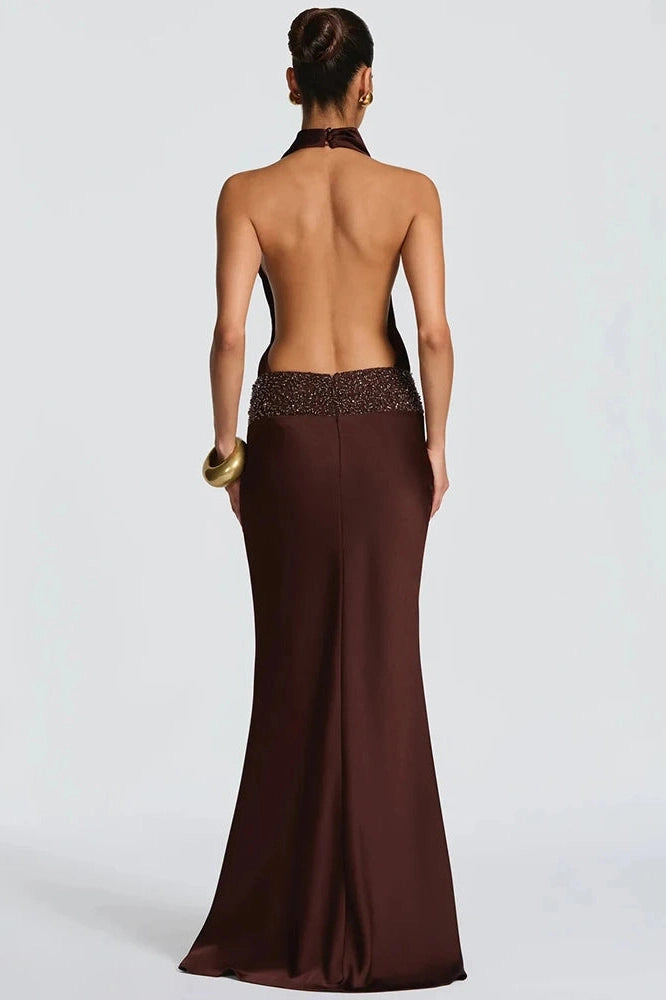 Glorol - Backless Off-Shoulder Sleeveless Bodycon Maxi Dress