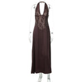 Glorol - Hollow Lace Backless Slim Maxi Dress