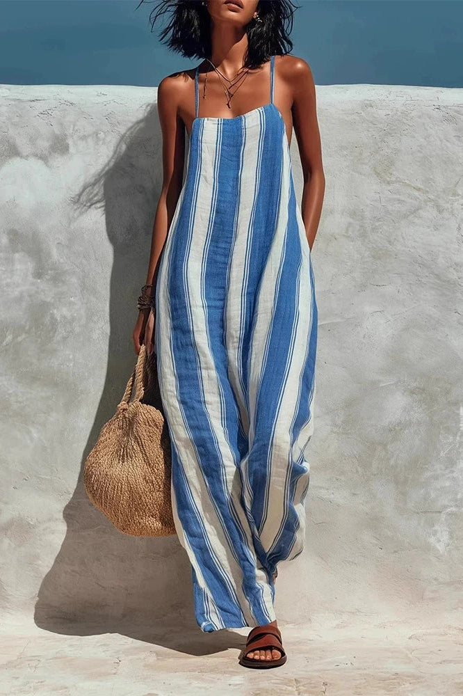 Glorol - Sleeveless Hollow Out High Waist Wide Leg Jumpsuit