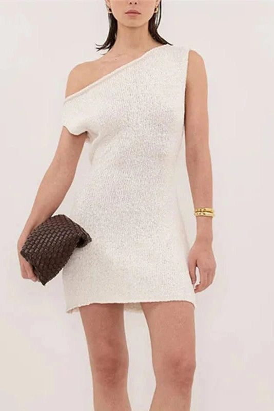 Glorol - One-Shoulder High Waist Sleeveless Mini Dress