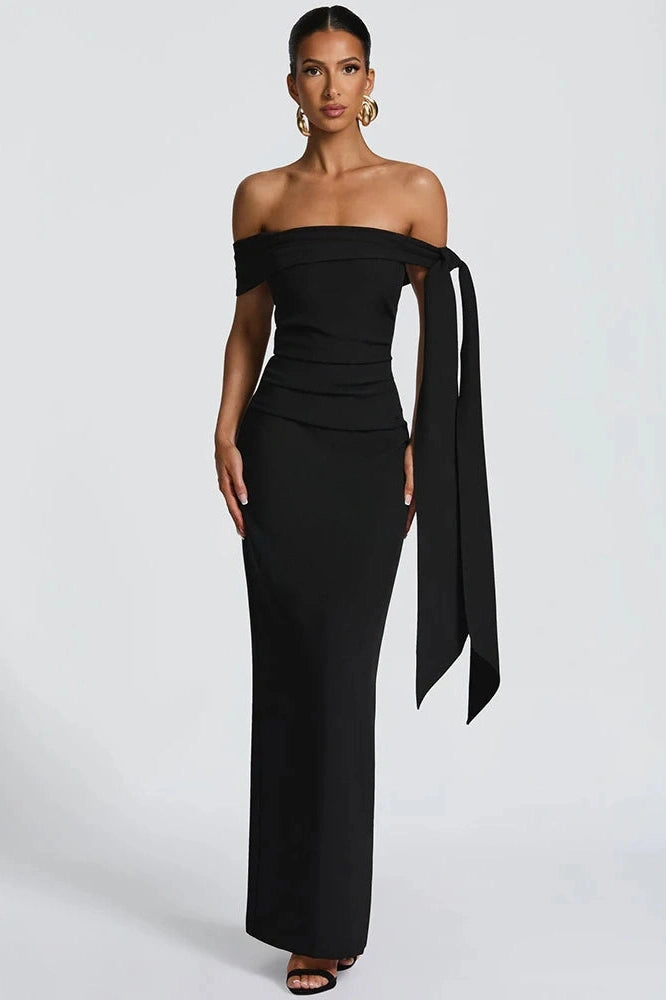 Glorol - Off-Shoulder Strapless Sleeveless Backless Bodycon Maxi Dress