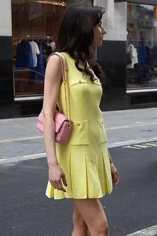 Glorol - Elegant Knitted Sleeveless High Waisted Mini Dress