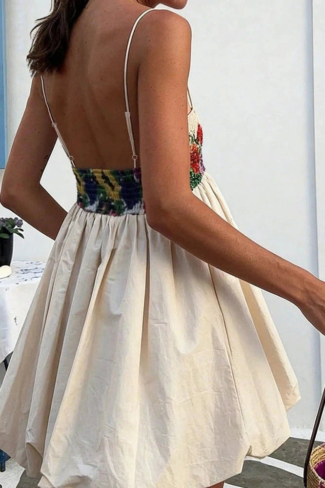 Glorol - Off Shoulder High Waist Sleeveless Slim Printed Mini Dress