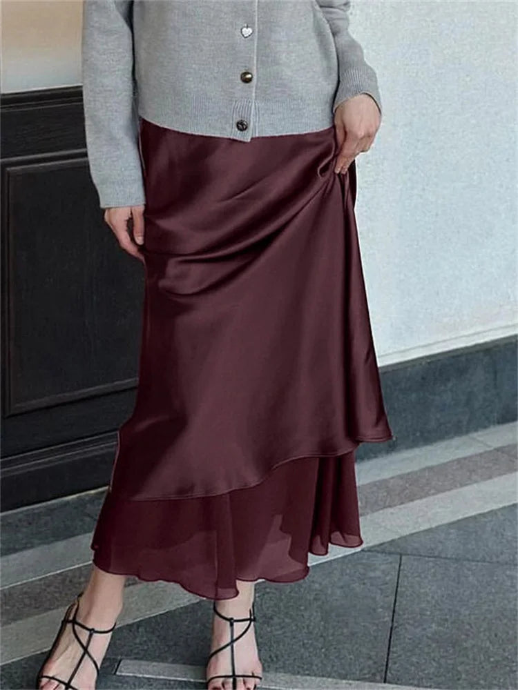 Glorol - Elegant High Waist Patchwork Skirt