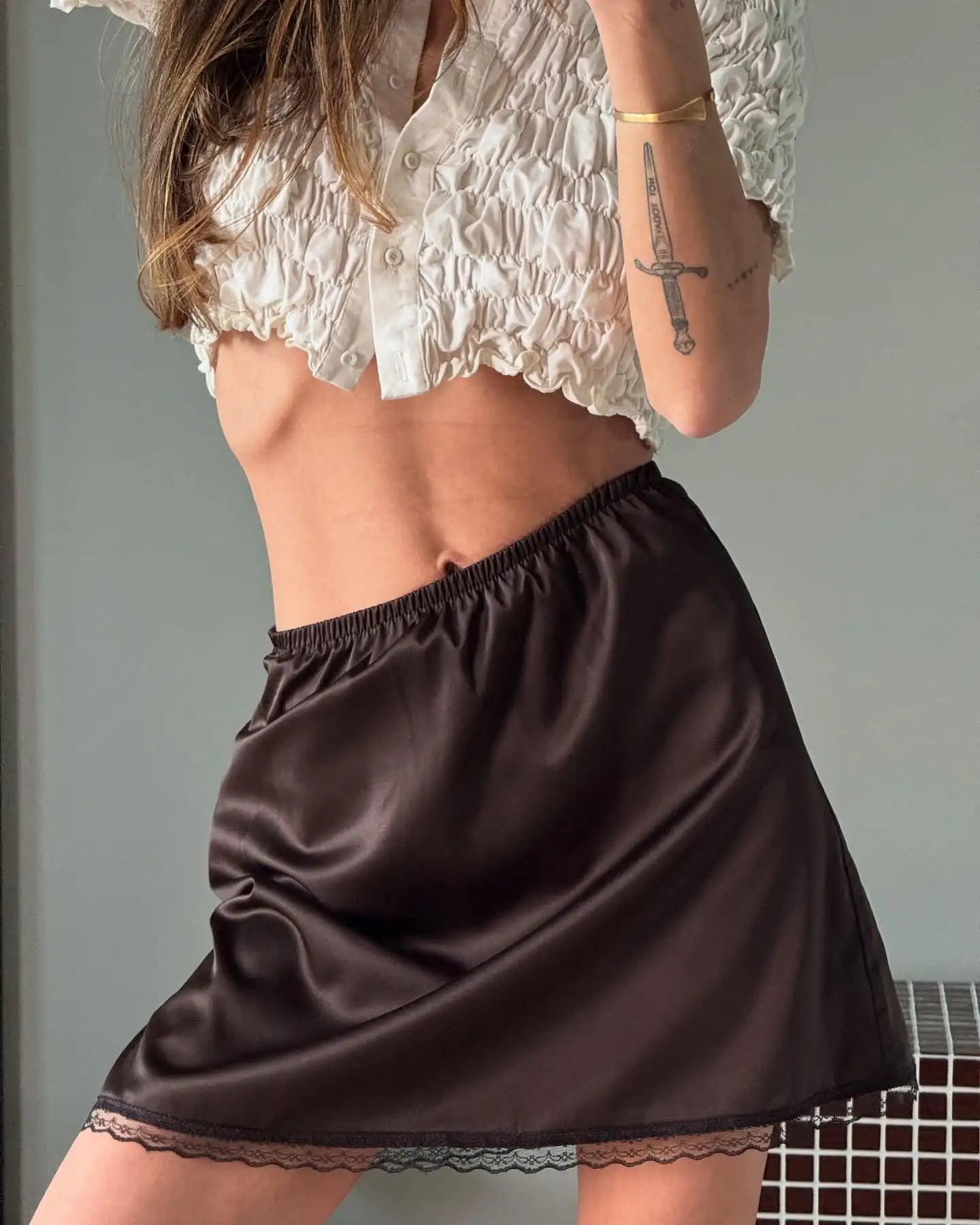 Glorol - Chic High Elastic Waist Lace Skirt