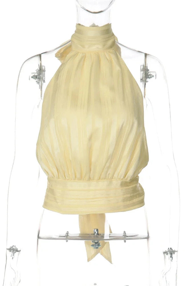 Glorol - Backless Lace-Up Sleeveless Top