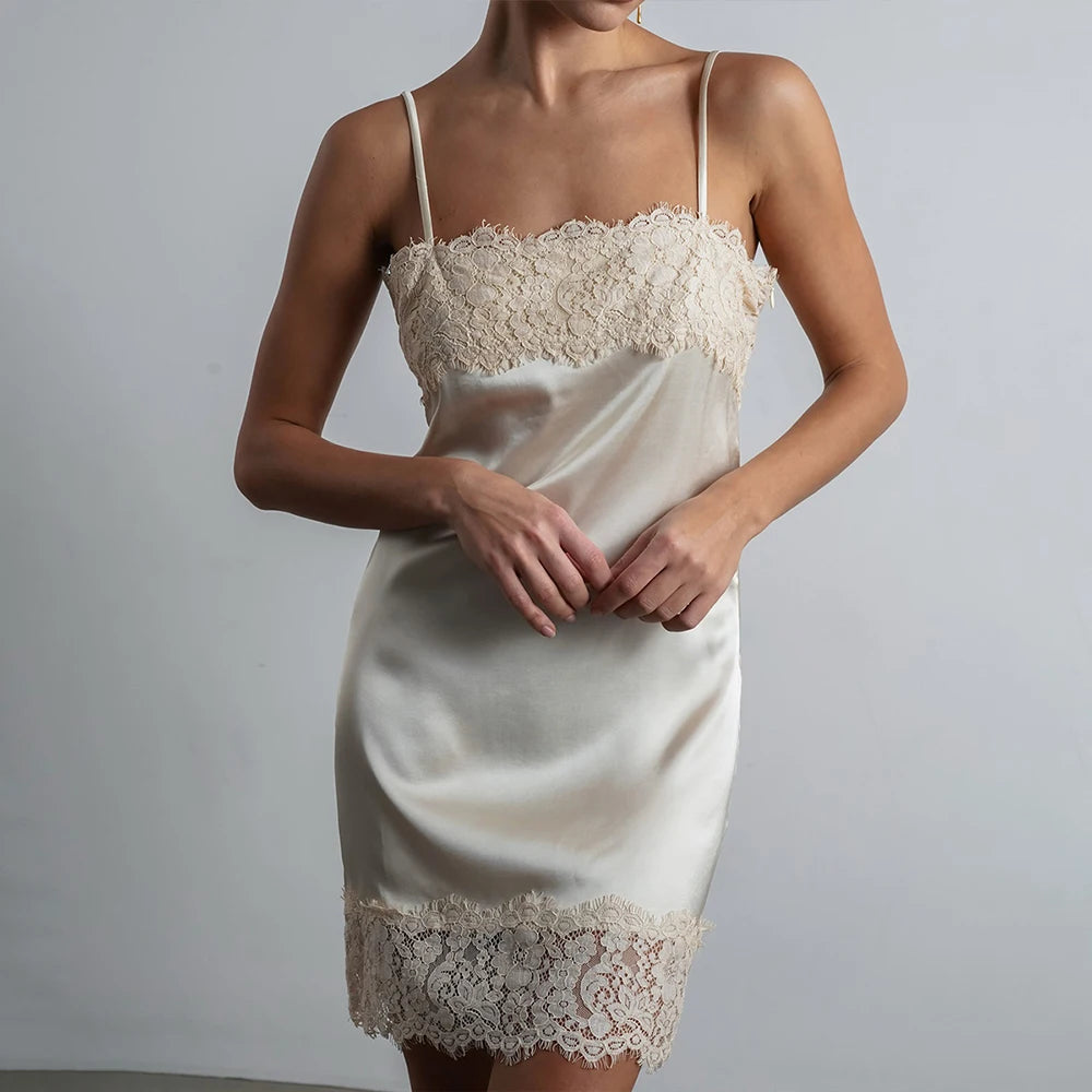 Glorol - Elegant Patchwork Backless Mini Dress