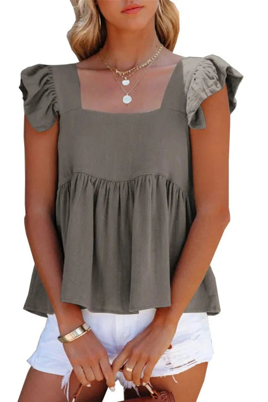 Glorol - Slim Square Neck Loose Sleeveless Top