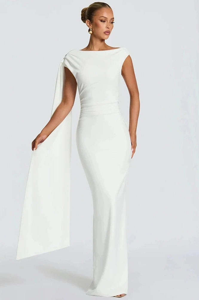 Glorol - Sleeveless One Shoulder High Waist Bodycon Maxi Dress