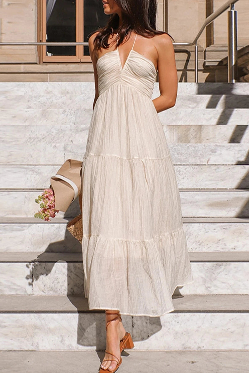 Glorol - Elegant Sleeveless Tie-Up Maxi Dress