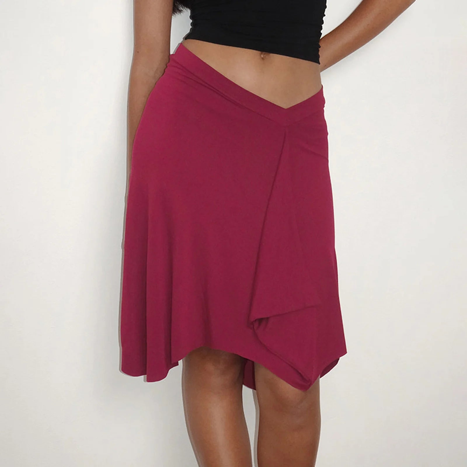 Glorol - Elegant Stripe Plaid Print A-Line Skirt