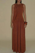 Glorol - Hollow Out Sleeveless O-Neck Irregular Maxi Dress