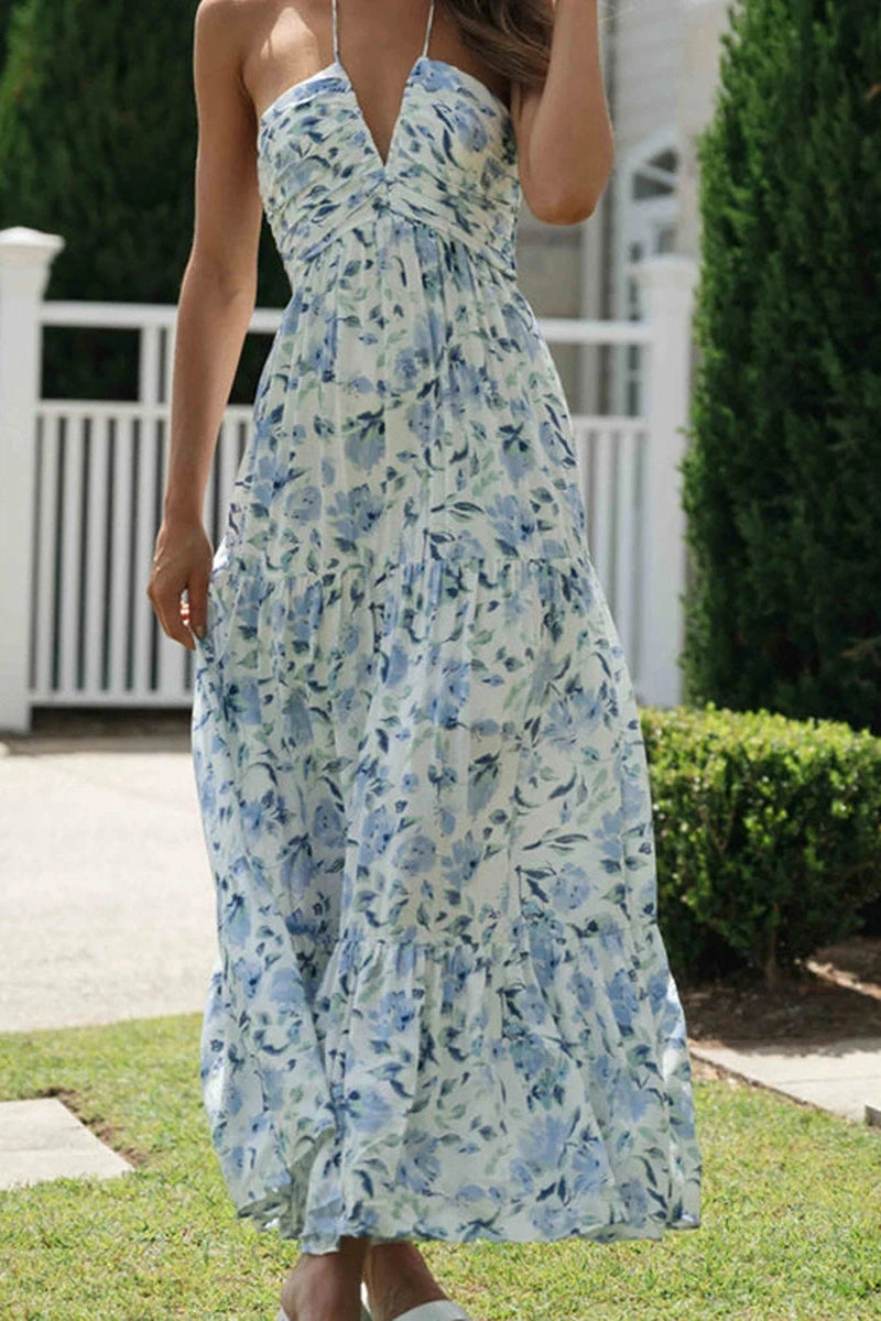 Glorol - Elegant Sleeveless Tie-Up Maxi Dress