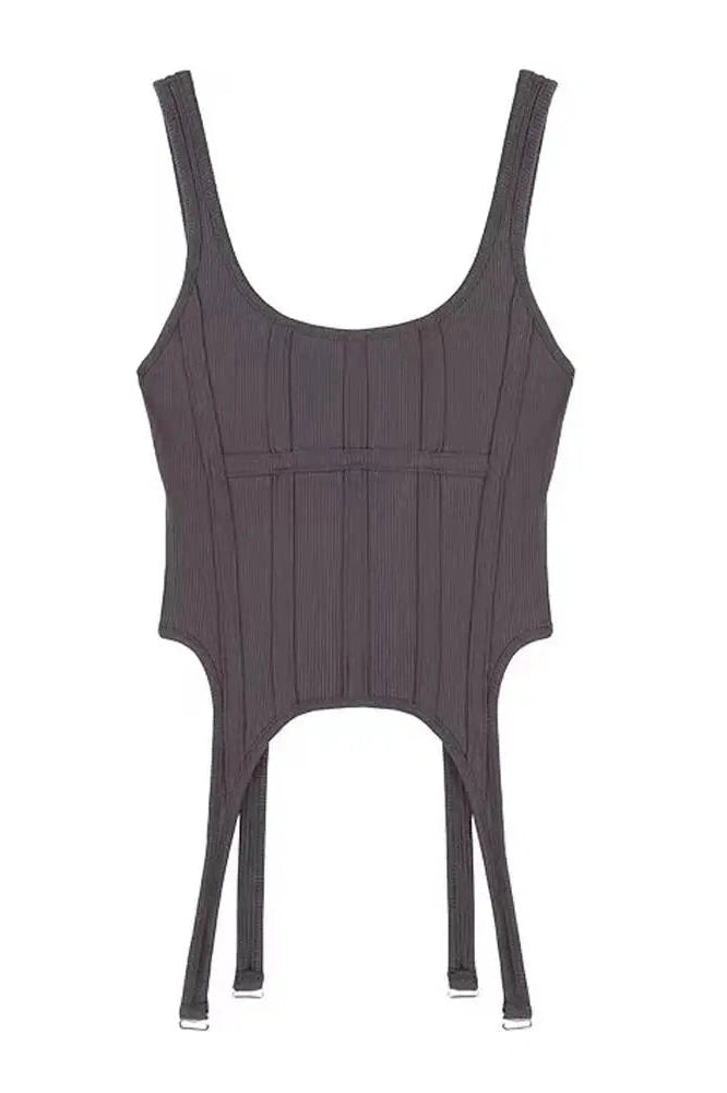 Glorol - Knitted Sleeveless Slim Irregular Top