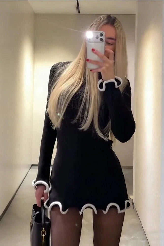 Glorol - Slim Patchwork High Waist Mini Dress