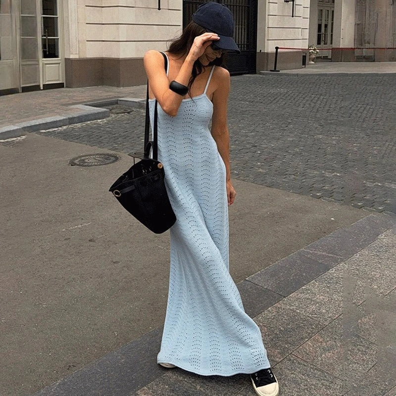 Glorol - Elegant Hollow Out Backless Maxi Dress