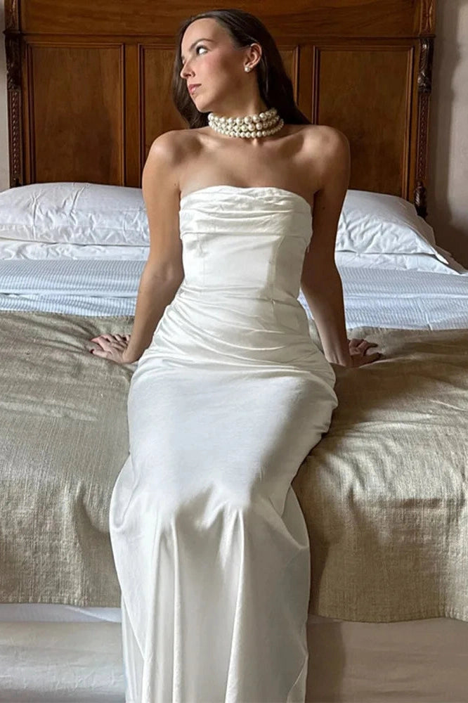Glorol - Off-Shoulder Strapless Sleeveless Backless Bodycon Maxi Dress