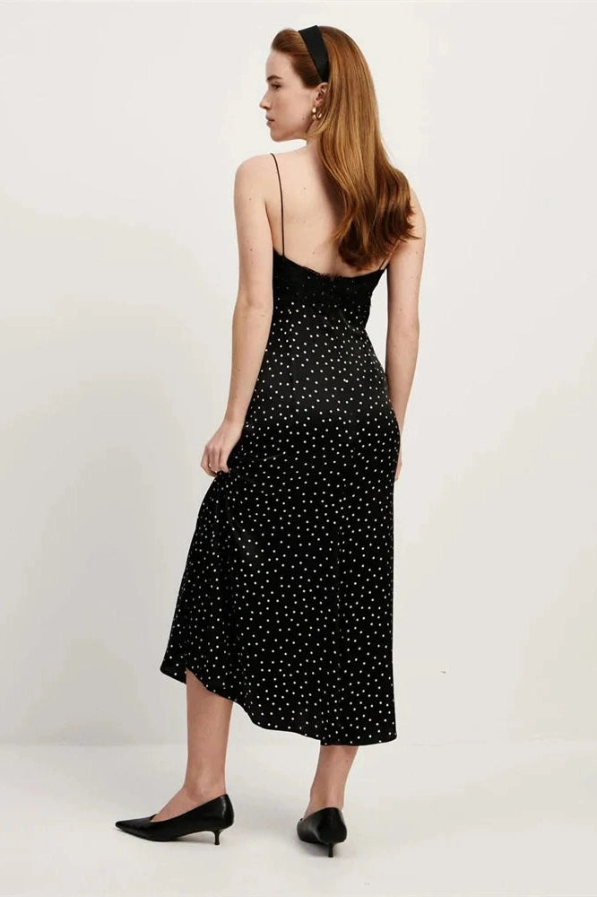 Glorol - Lace V-Neck Backless High Waist Midi Dress