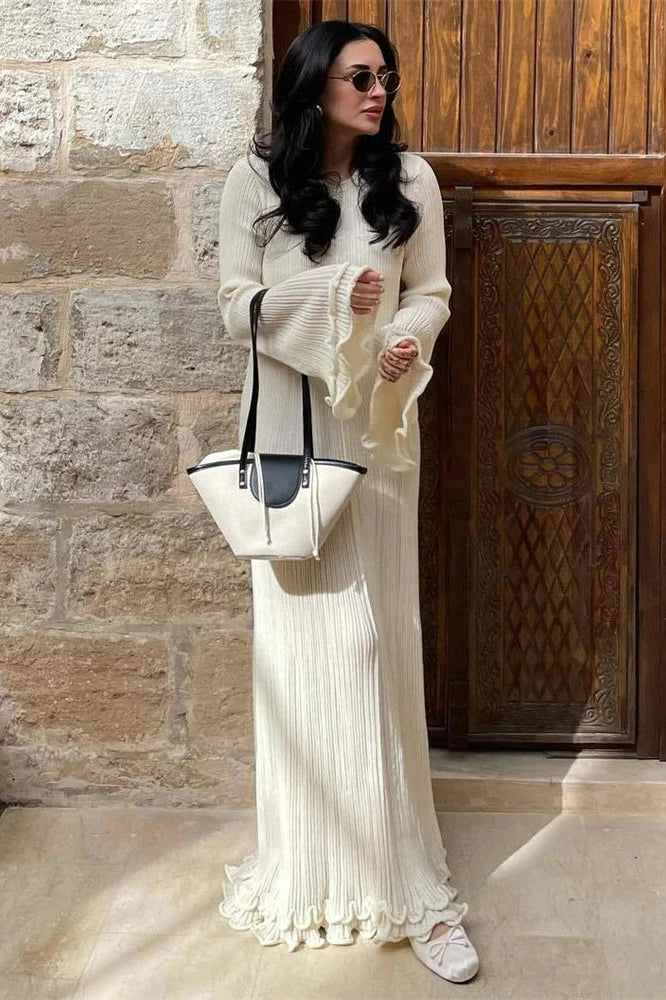 Glorol - Lace-Up Patchwork Loose Maxi Dress