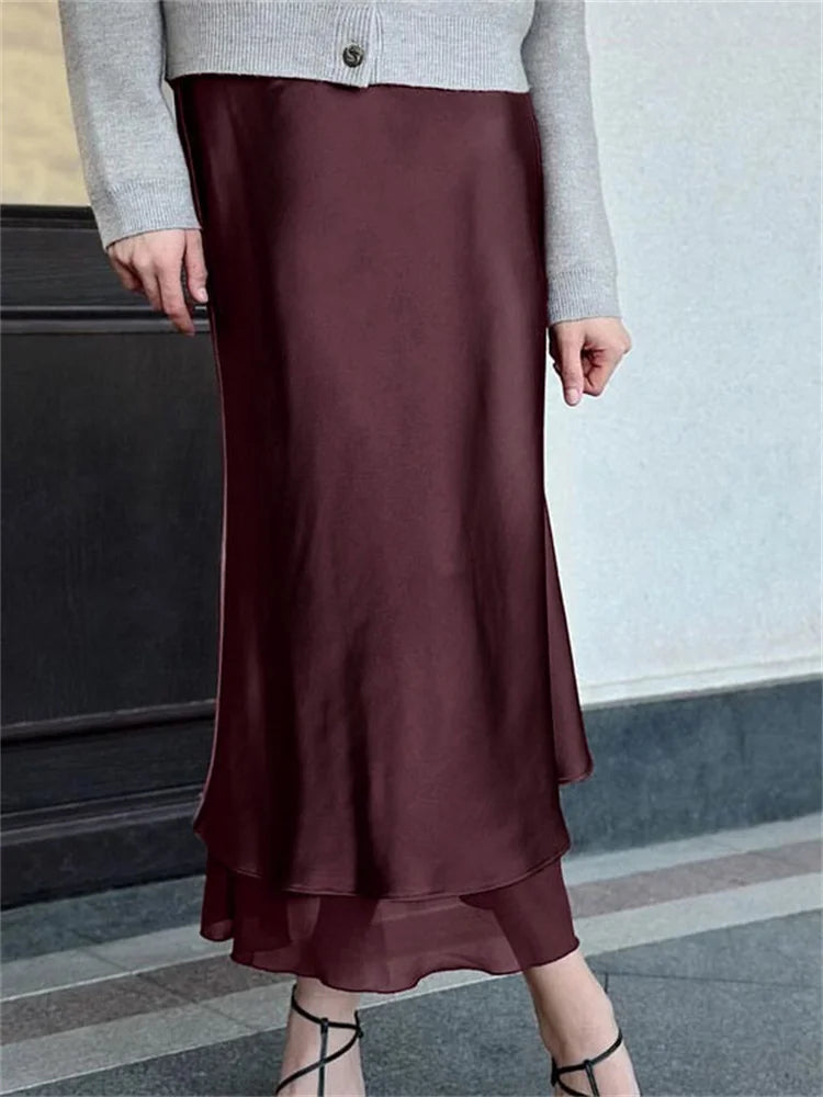 Glorol - Elegant High Waist Patchwork Skirt